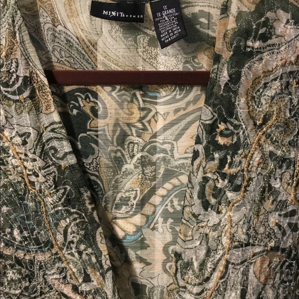 Batwing sheer blouse with drawstring waist